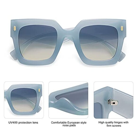 Vintage Oversized Square Sunglasses Retro Chic UV400 Protection Y2K Style main image 7